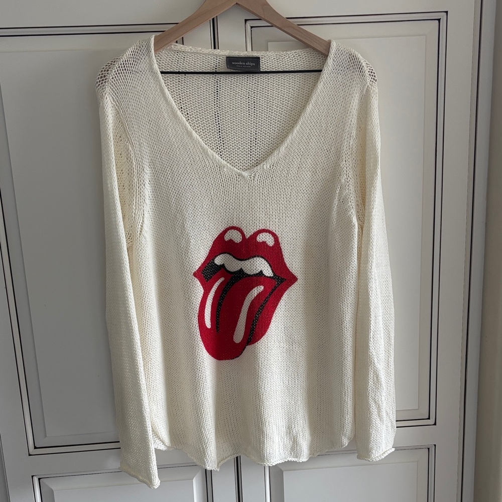 Rare Wooden Ships Rolling Stone Sweater Lips Valentines Women’s Small‎ / Medium